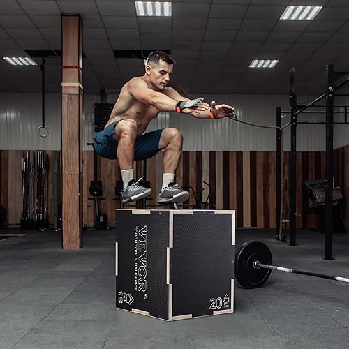 Miniatura 8 de VEVOR Caja pliométrica de madera de 302420 pulgadas, plataforma y caja de agilidad de salto, caja antideslizante para entrenamiento de gimnasio en