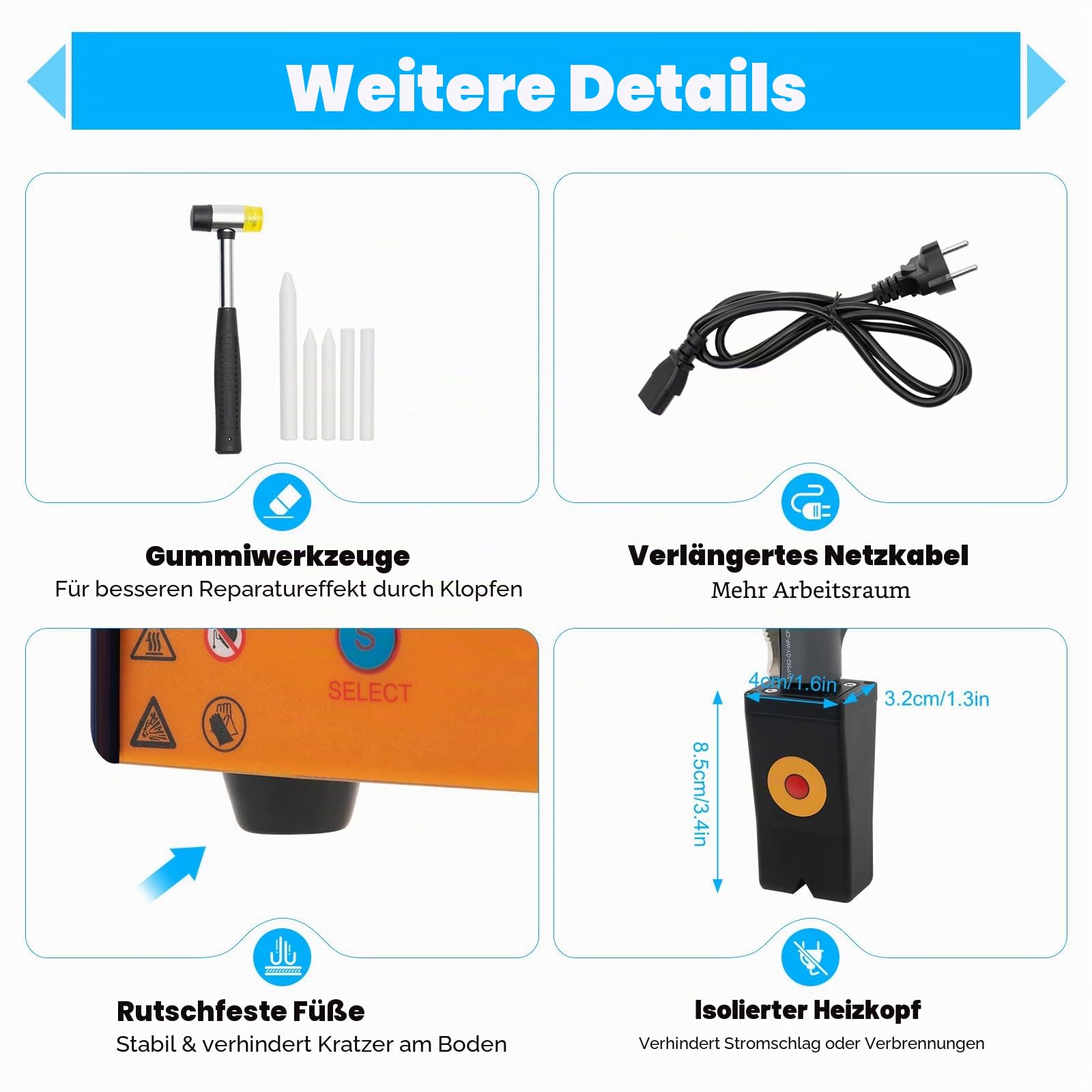 1000W Induktionsheizgerät Auto Beulen Reparatur Set | Induction Heater Maschinen Zusammenbruch Reparaturset Auto Paintless Repair Reparaturwerkzeug