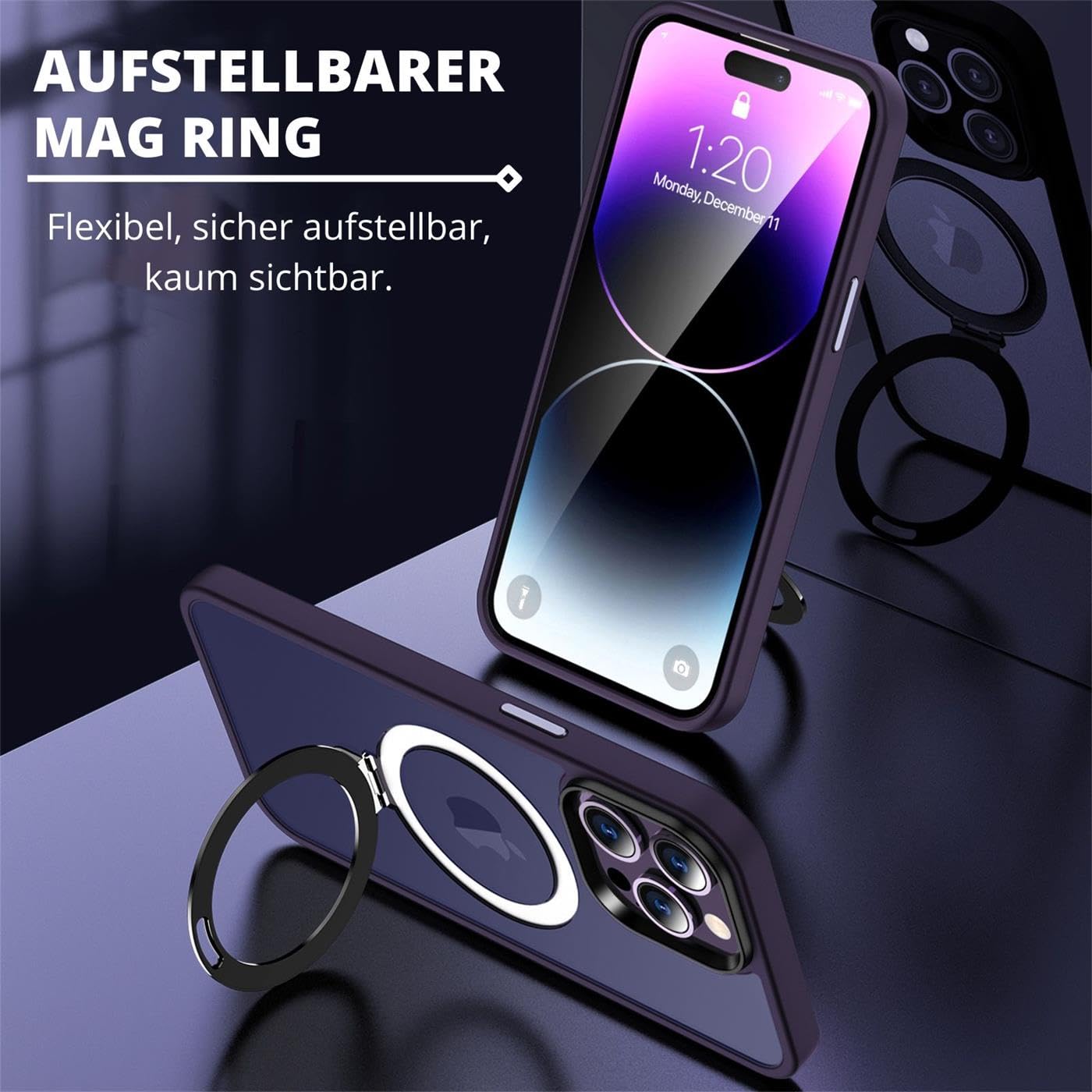 Verco MagSafe Hülle Für IPhone 14 Plus – Mit Ausklappbarem Magnetring-Ständer, Stoßfest & Transparent