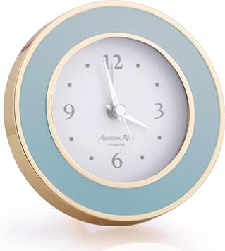 Addison Ross Powder Blue & Gold Silent Alarm Clock