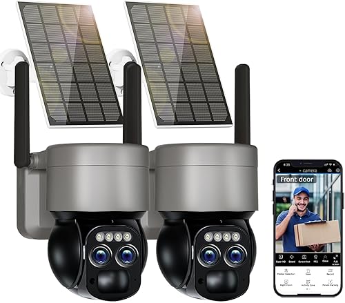 Cámara de seguridad solar inalámbrica 4K para exteriores, lentePTZ de 360, cámara de vigilancia, visión nocturna a color, WiFi de 5 GHz, 2.4 Hz,