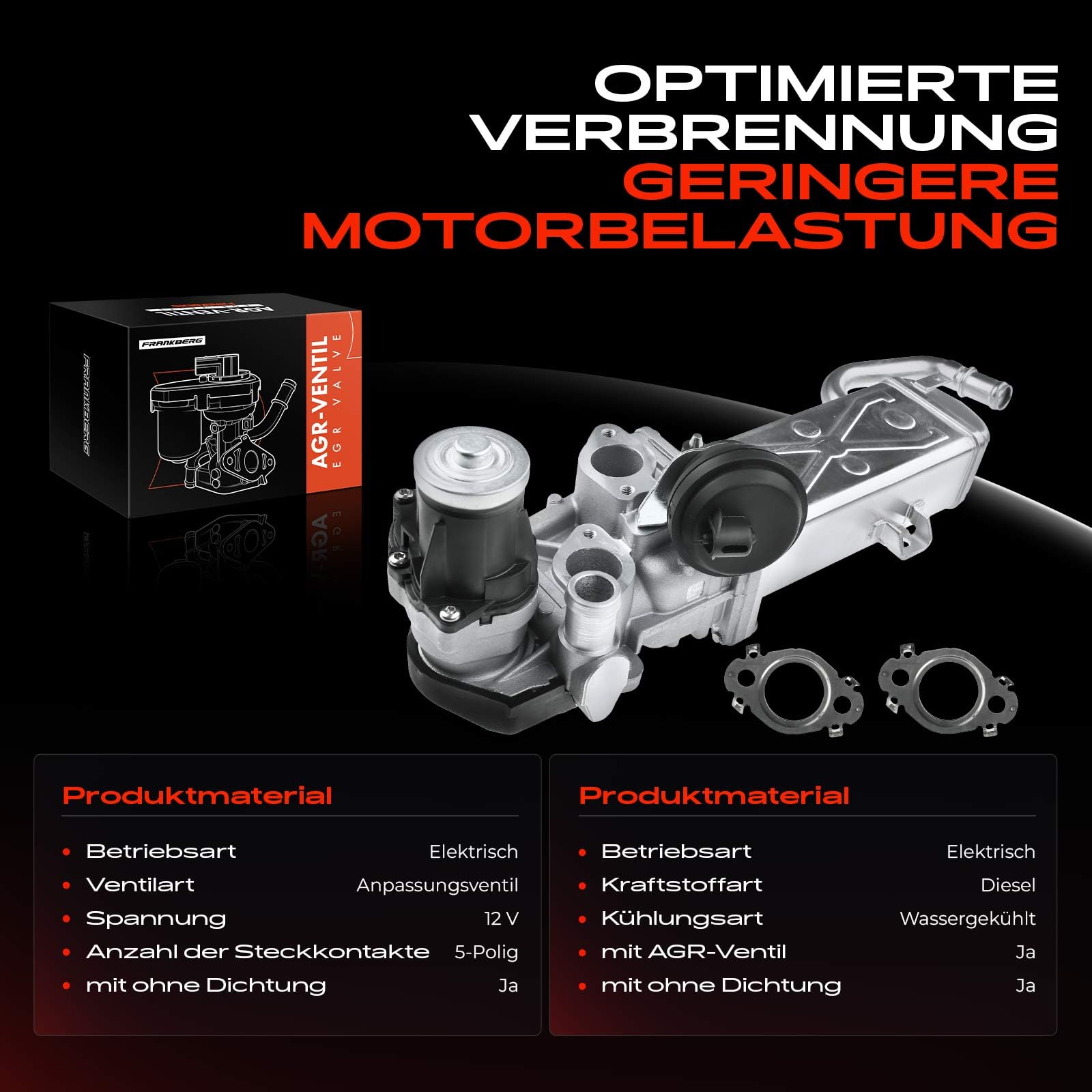 Frankberg AGR-Ventil Kompatibel mit A3 8P1 1.6L 2.0L 2003-2012 A3 Cabriolet 8P7 1.6L 2.0L 2009-2013 TT 8J3 2.0L 2008-2014 A.l.h.a.m.b.r.a 710 711 2.0L 2010-Heute Replace# 03L131512CF