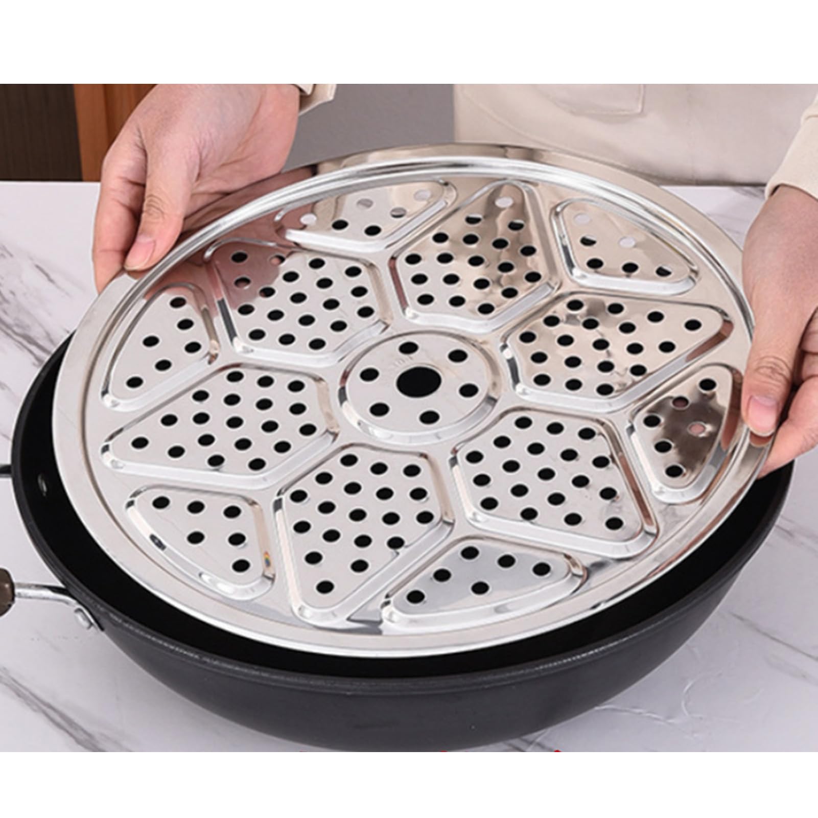 Griglia A Vapore In Acciaio Inox 22 Cm Per Pentole E Wok – Rialzata, Impilabile E Multiuso
