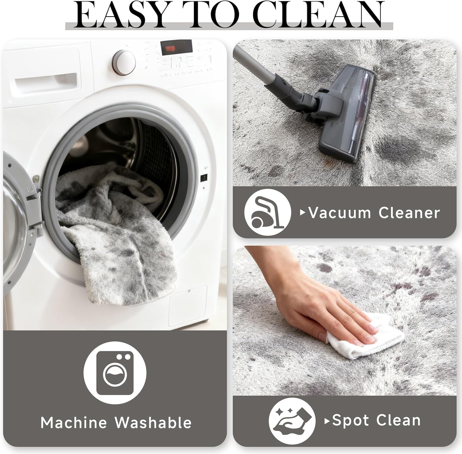 Modern Gray Faux Cowhide Round Rug, 5x5 ft Ultra-Thin Small Non-Slip Area Rug, Washable, Durable Circle Rug Mat for Living Room, Bedroom,