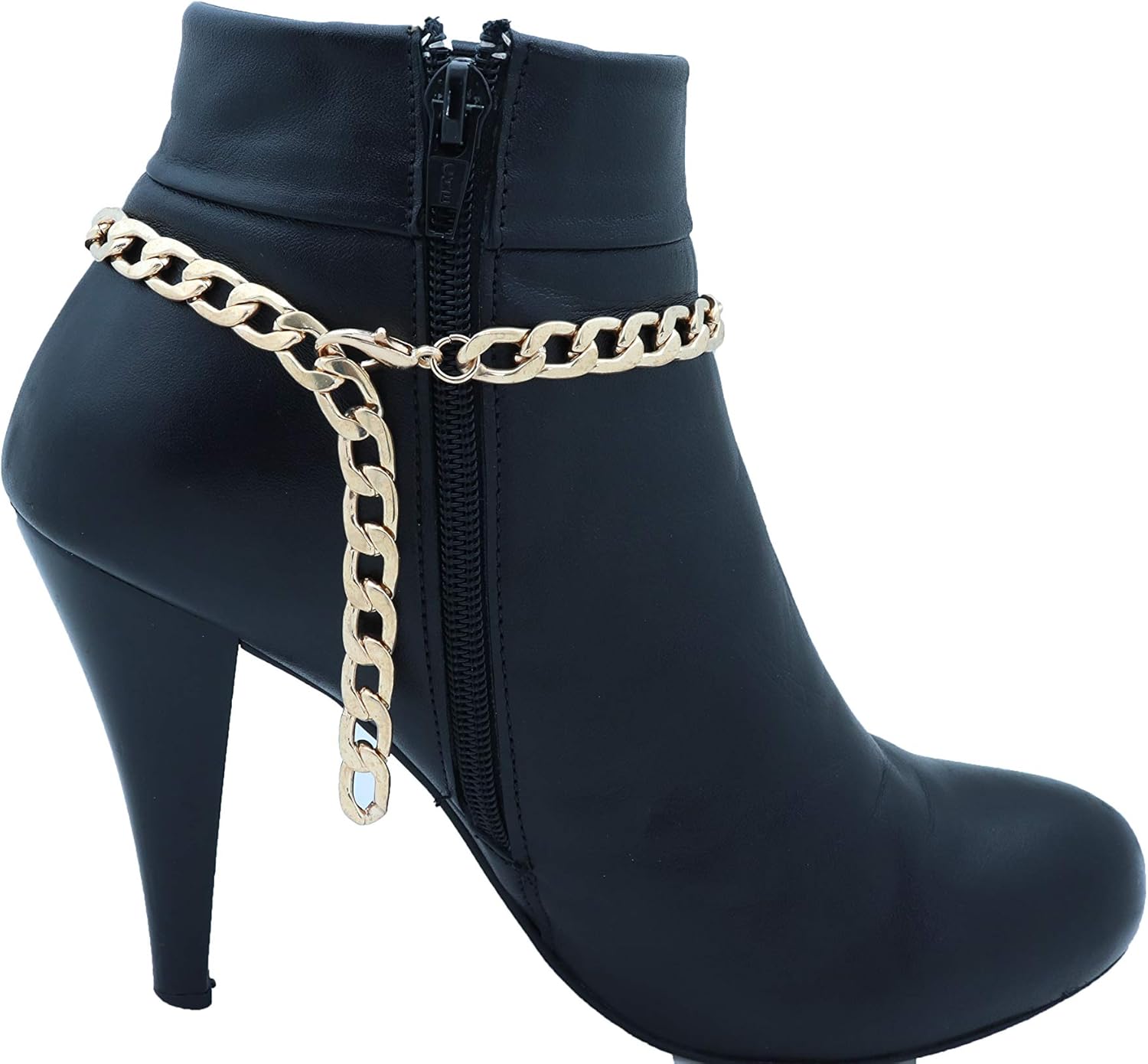 TrendyFashionJewelry 2PCS Women Boot Bracelet Western Gold Metal Chain Shoe Bling Retro Style Arrow Charm Anklet Strap One Size BC140