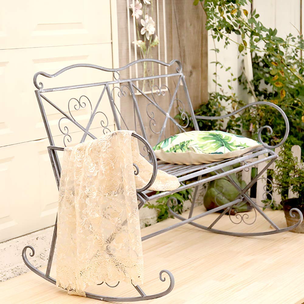 Ge, panca a dondolo da giardino in metallo, design a doppia cavità, elegante altalena da balcone per cortile e patio, mobili da esterno durevoli per il relax