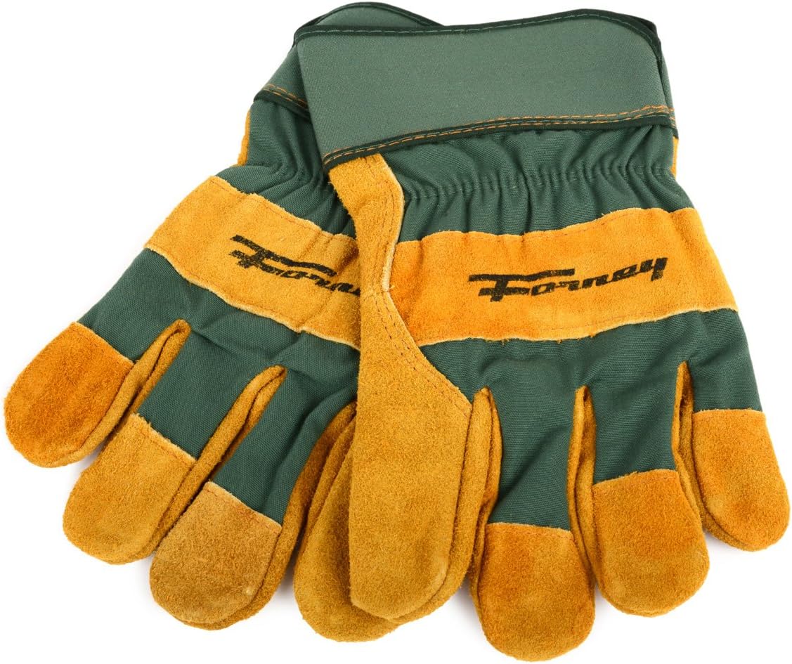 Forney 53189 Lined Premium Cowhide Leather Palm Work Gloves (Men's L),Brown/Gold