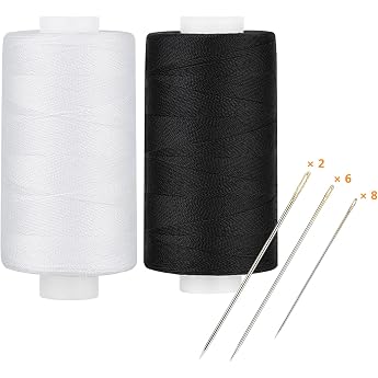Simthread Sewing Thread Quilting Yarn Affordable All-Purpose Thread White and Black - 400 Yards/Spool Polyester 100%