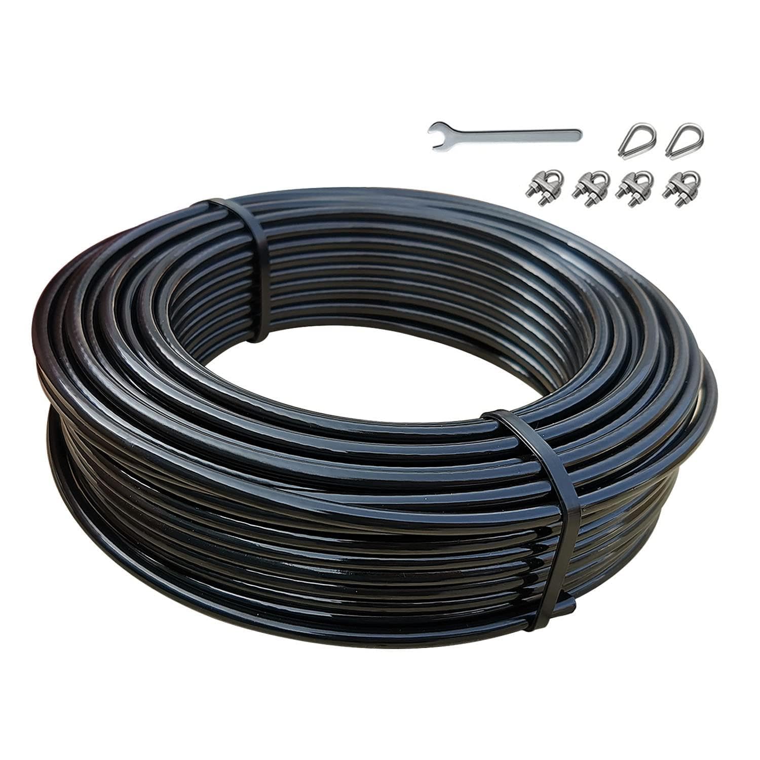 KORIKAHM Replacement Cables for Home Gym, 65.6/98.4 Ft Fitness Pulley Cable, 5mm TPU Coated Weight Machine Steel Cable Replacement for Pulley System