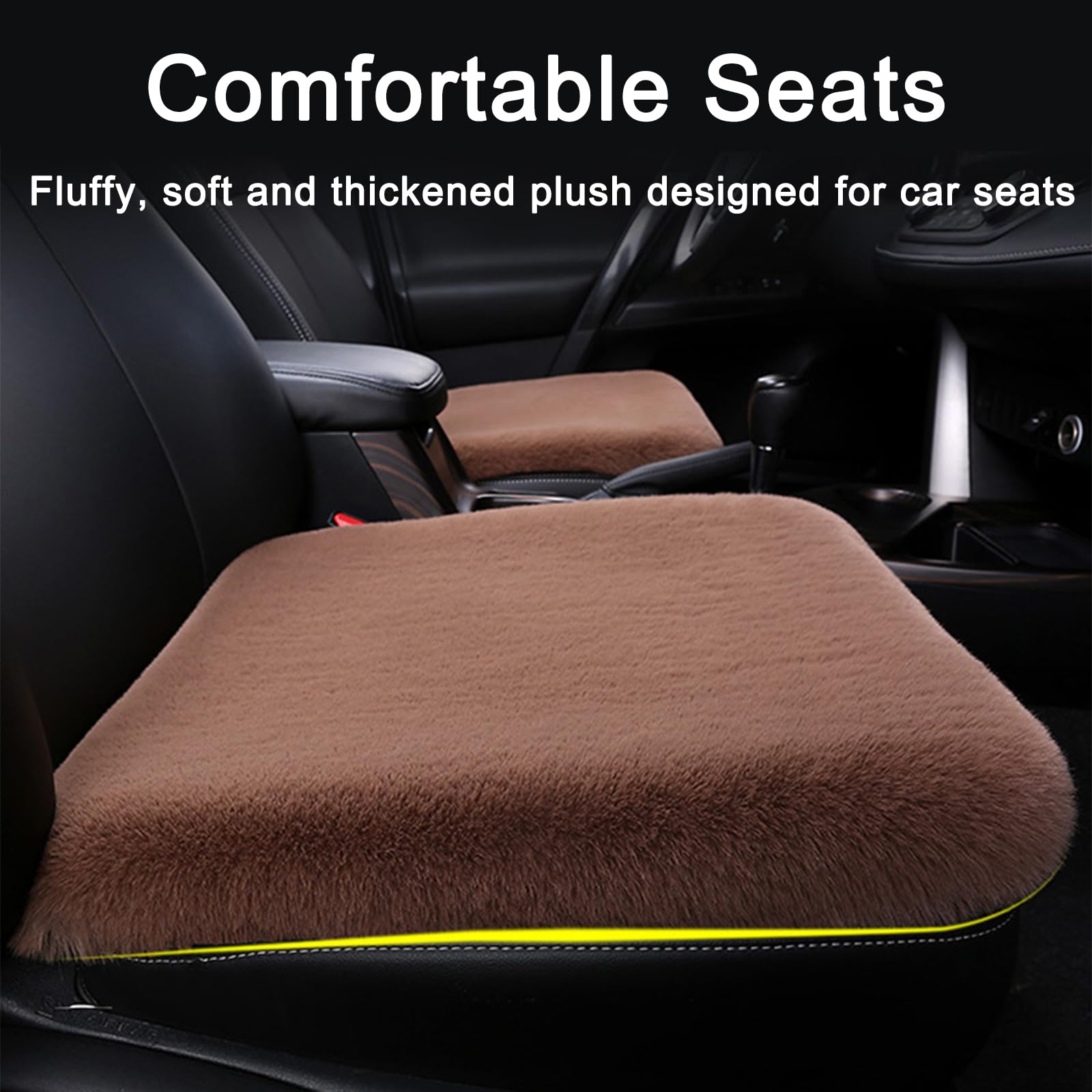 Cuscino per Seggiolino Auto in Peluche per VW Coccinelle Cabriolet 2012-2023, Invernale Soft Confortevole Antiscivolo Protezione per Sedile Cuscino Accessori,A/Black