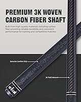 Vista 9 de CRICAL Carbon Fiber Pool Cue with Stick Low Deflection Shaft - 58 Inch Billiard Cue Stick with Cowhide Grip & 3K Weave Design, 12.5mm Tip, Fixed
