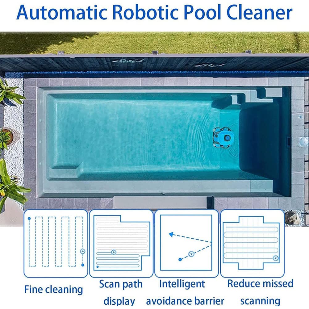 Pulitore automatico per piscine senza fili Pulitore per piscine, Pianificazione intelligente del percorso Vuoto automatico per piscina Arrampicata su parete Forte aspirazione Carica rapida Ideale pe