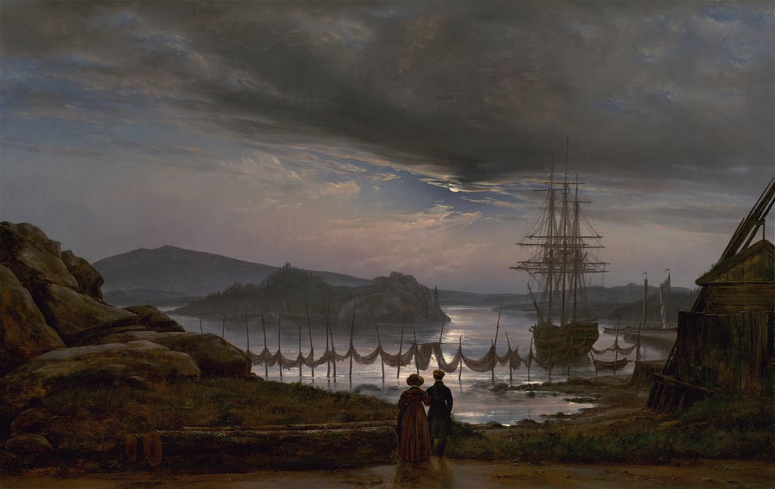 ARTXLXXBN Famous Painting Art Wall Decor Abstract Art Picture View From Vaekero Near Christiania by Johan Christian Dahl Animal Pictures for Home Decor 60x90cm