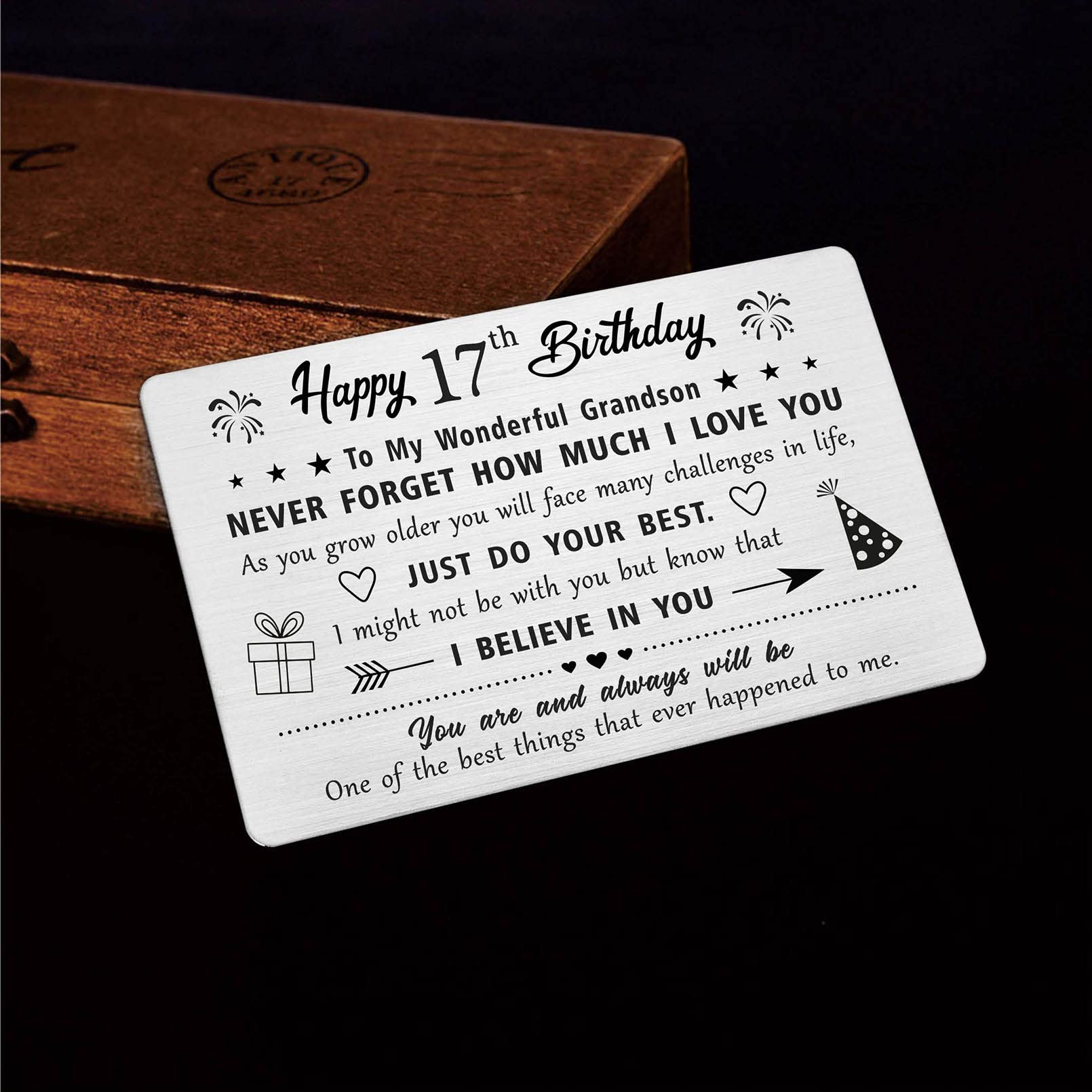 Grandson 17th Birthday Card - Modern Stars Design - Special - View #3