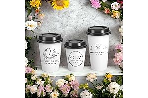Personalized Wedding Paper Cups 12 oz, Disposable Custom Cups for Bridal Shower