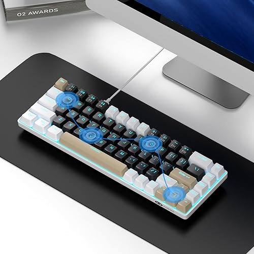 Miniatura 7 de MageGee MK-Box - Teclado mecánico portátil 60% para juegos, retroiluminación LED, compacto, 68 teclas, mini teclado de oficina con cable con
