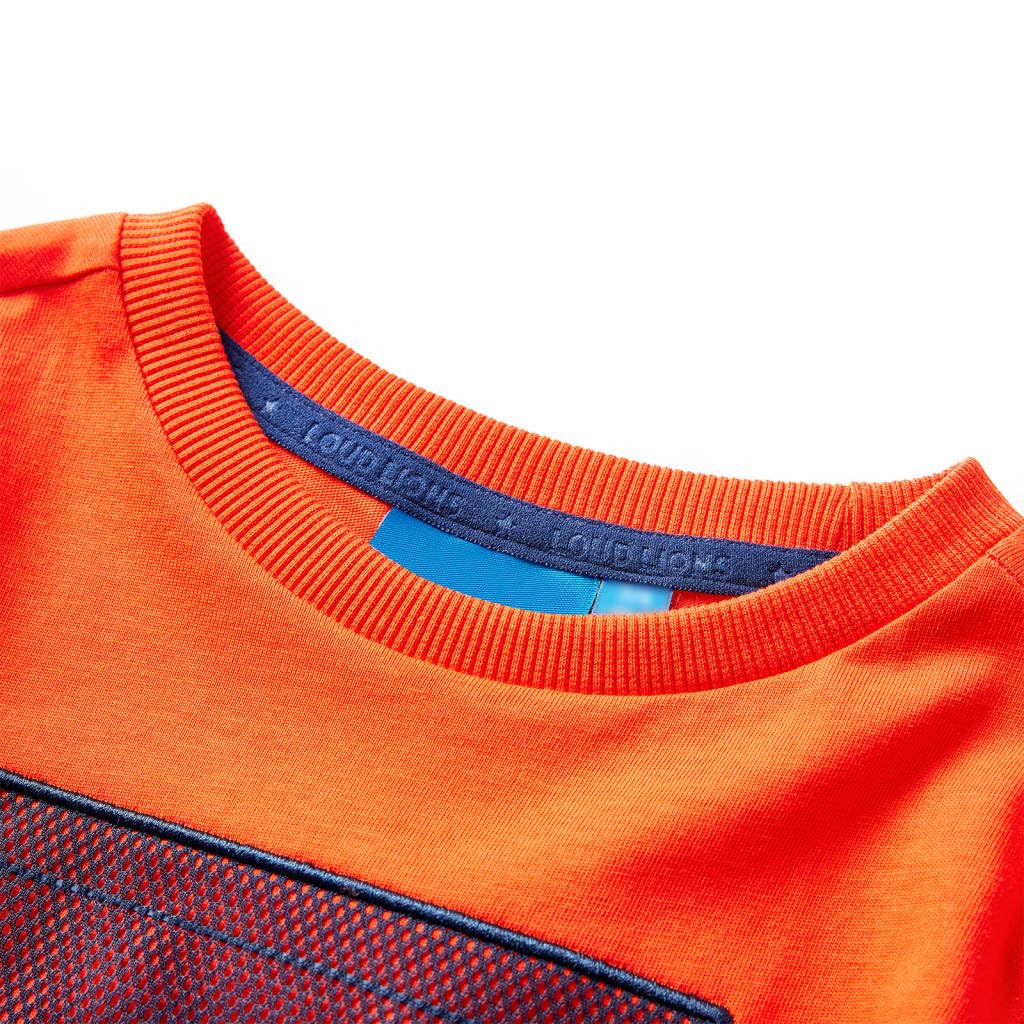 Maglietta a maniche lunghe per bambini arancione chiaro 104, 100% cotone, scollo rotondo, motivo porta da calcio, morbida maglietta per ragazzi e ragazze, traspirante, comoda per tutti i