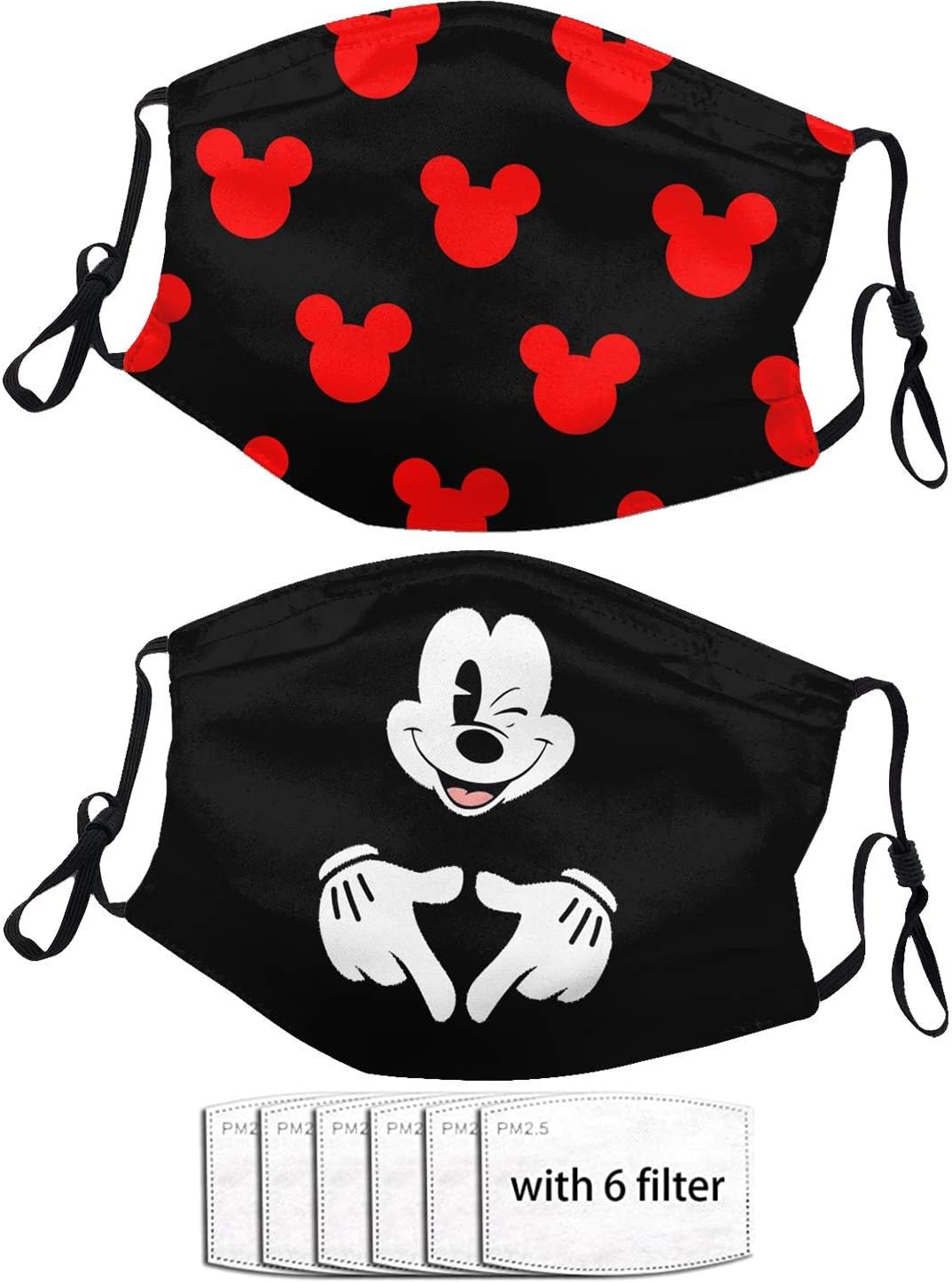 AmaUncle 2PCS Adult Kid Face Masks with 10 Filter Washable Protection for Men Women Boy Girl