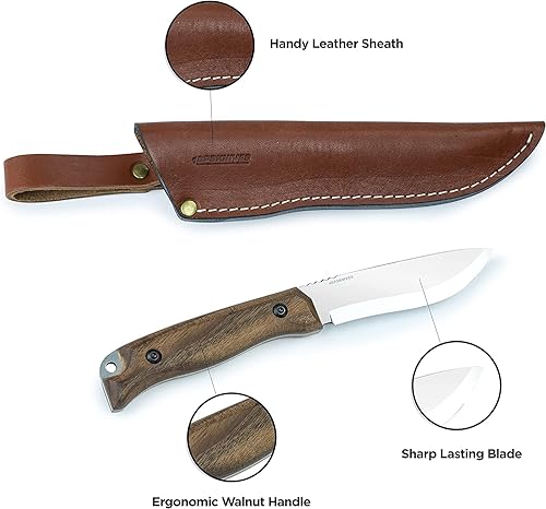 Miniatura 3 de BPS Knives HK1 SSH - Cuchillo de acero inoxidable hecho a mano - Cuchillo de caza de espiga completa de hoja fija - Cuchillo de camping con funda de