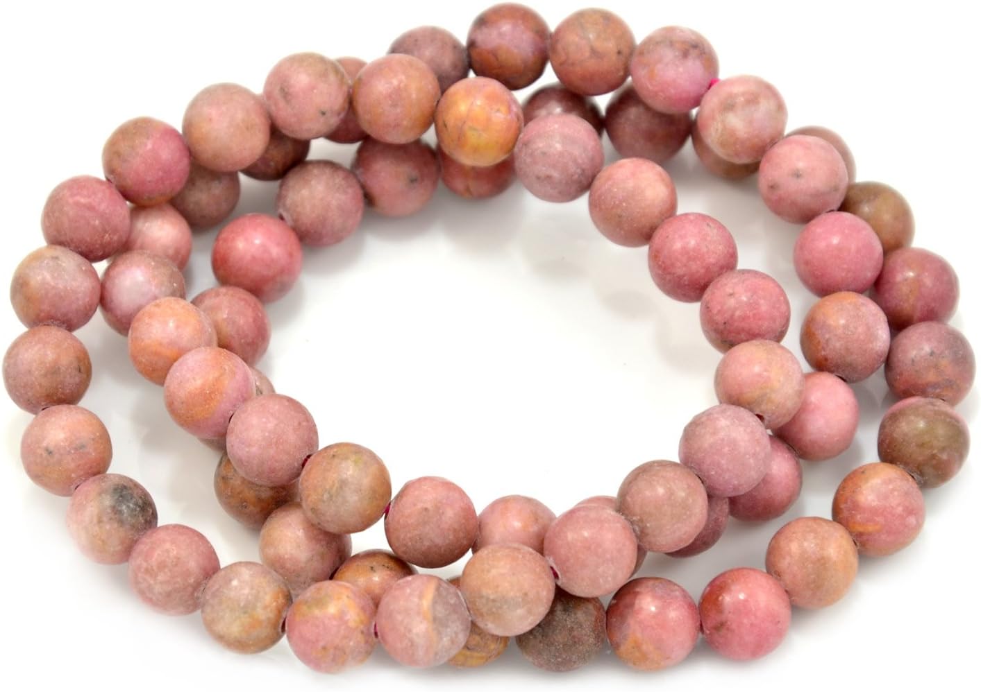 Paialco Rhodochrosite Gemstone Stretch Beaded Bracelet, Pack of 3