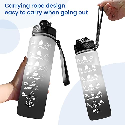 Miniatura 5 de 32 oz Water Bottles with Times to Drink and Straw, Motivational Water Bottle with Time Marker, Leakproof & BPA Free, Drinking Sports Water Bottle