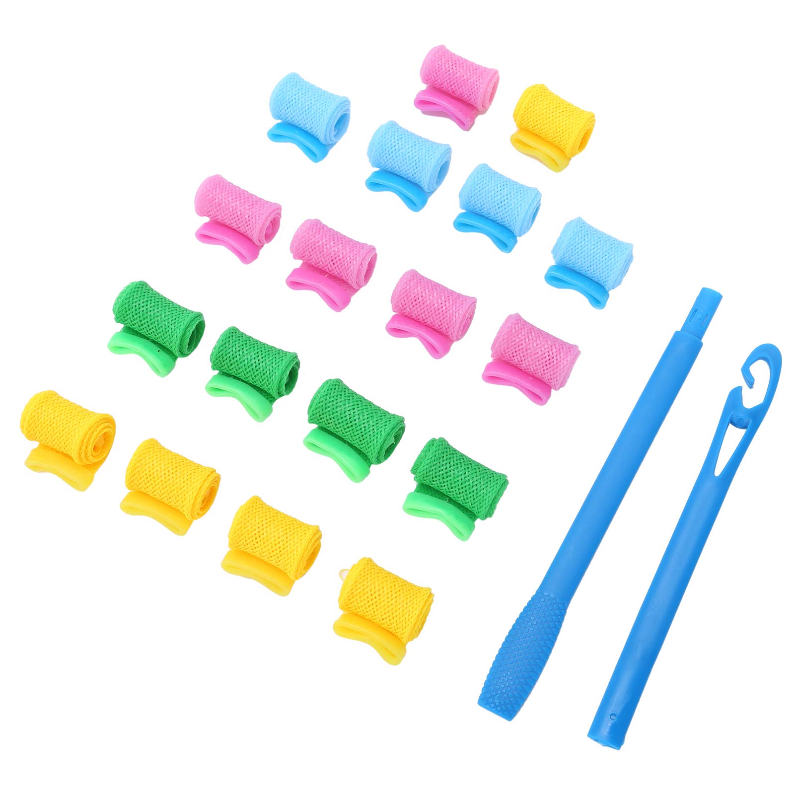 Ymiko Professional DIY Hair Curlers Rollers Spiral Curls with Hook Handle Hair Styling Tool Set Manual Hair Curler Spiral