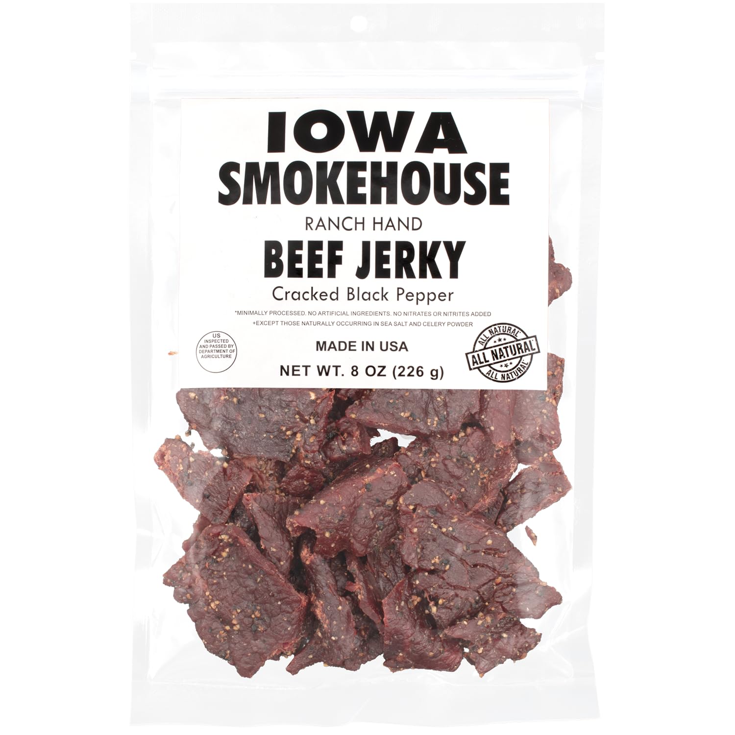 Ranch Hand Beef Cracked Black Pepper Jerky, 8-oz. - IS-RH8JP-6CT