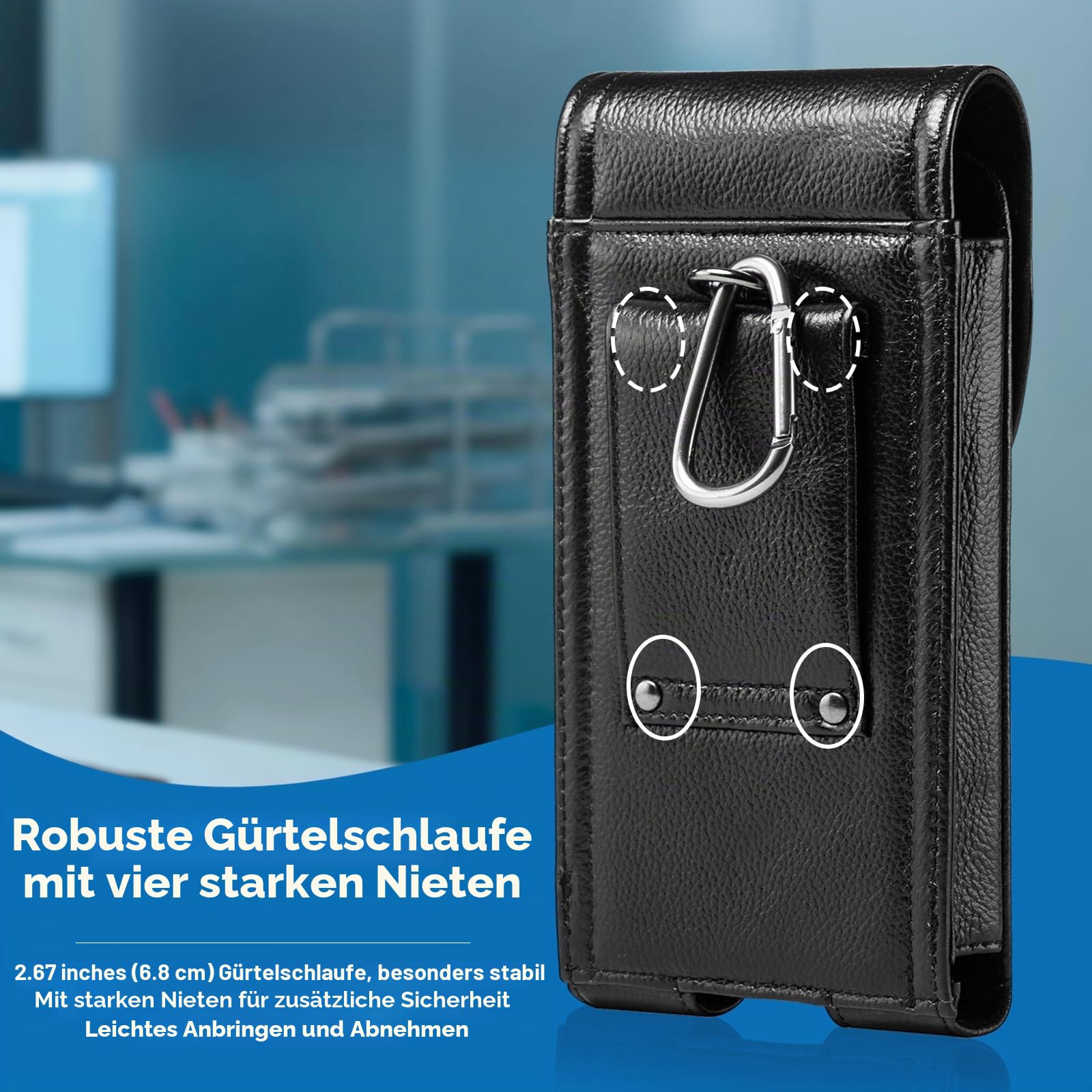 Echtes Leder Handy Holster, Gürteltasche mit Gürtelclip für iPhone 16 15 14 Plus, 17 16 15 14 Pro Max, Samsung Galaxy, S25 S24 S23 Ultra, S25+, Handyhüllen Handytasche Gürtel Tasche