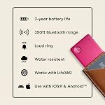 Life360 Tile Slim - Wallet Finder, Bluetooth Tracker and Item Locator for Luggage Tags, Passports and More. Both iOS and Android Compatible. Phone Finder. 1-Pack (Pink Punch)