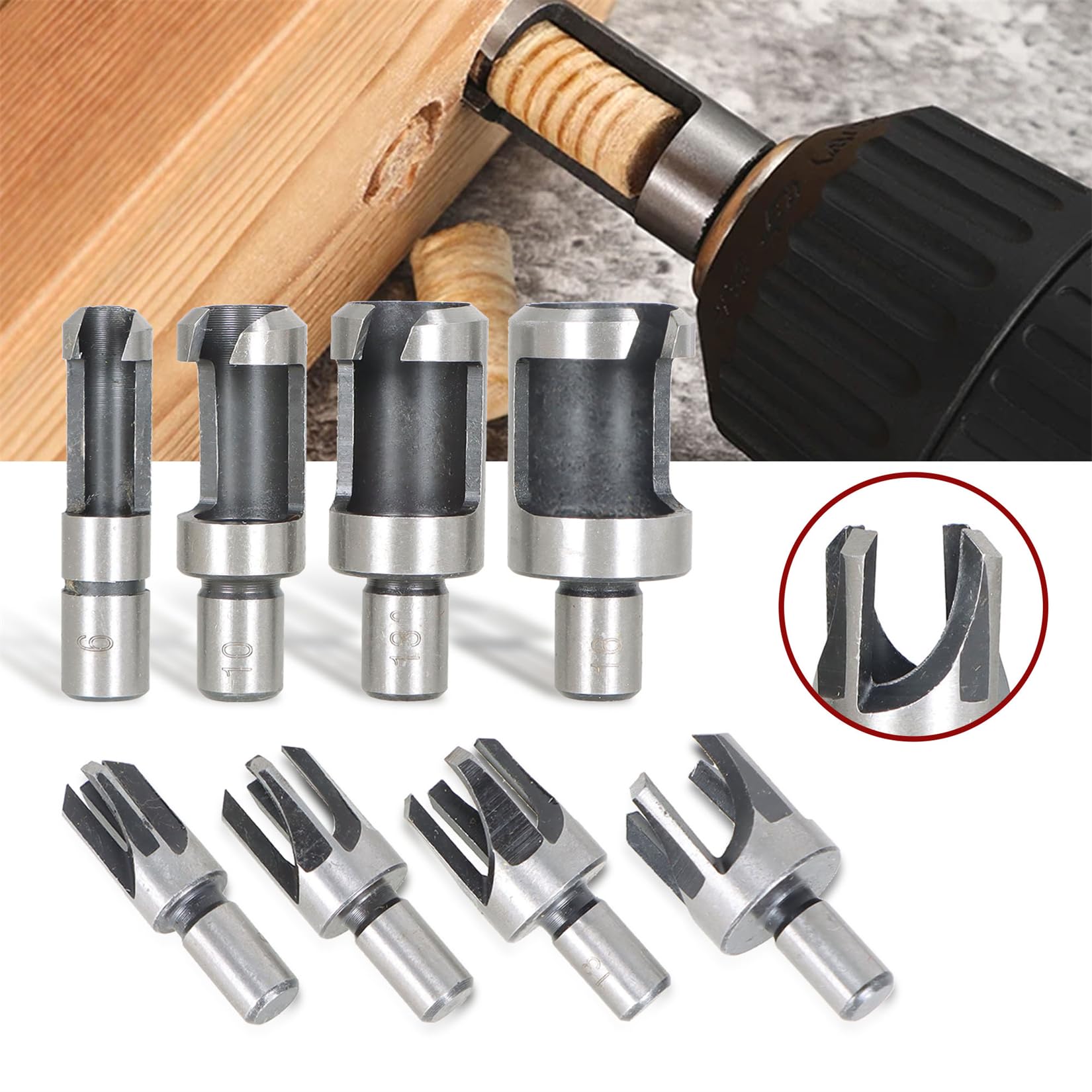 Wood Plug Cutter Set - 8 Pieces for DIY Projects -4