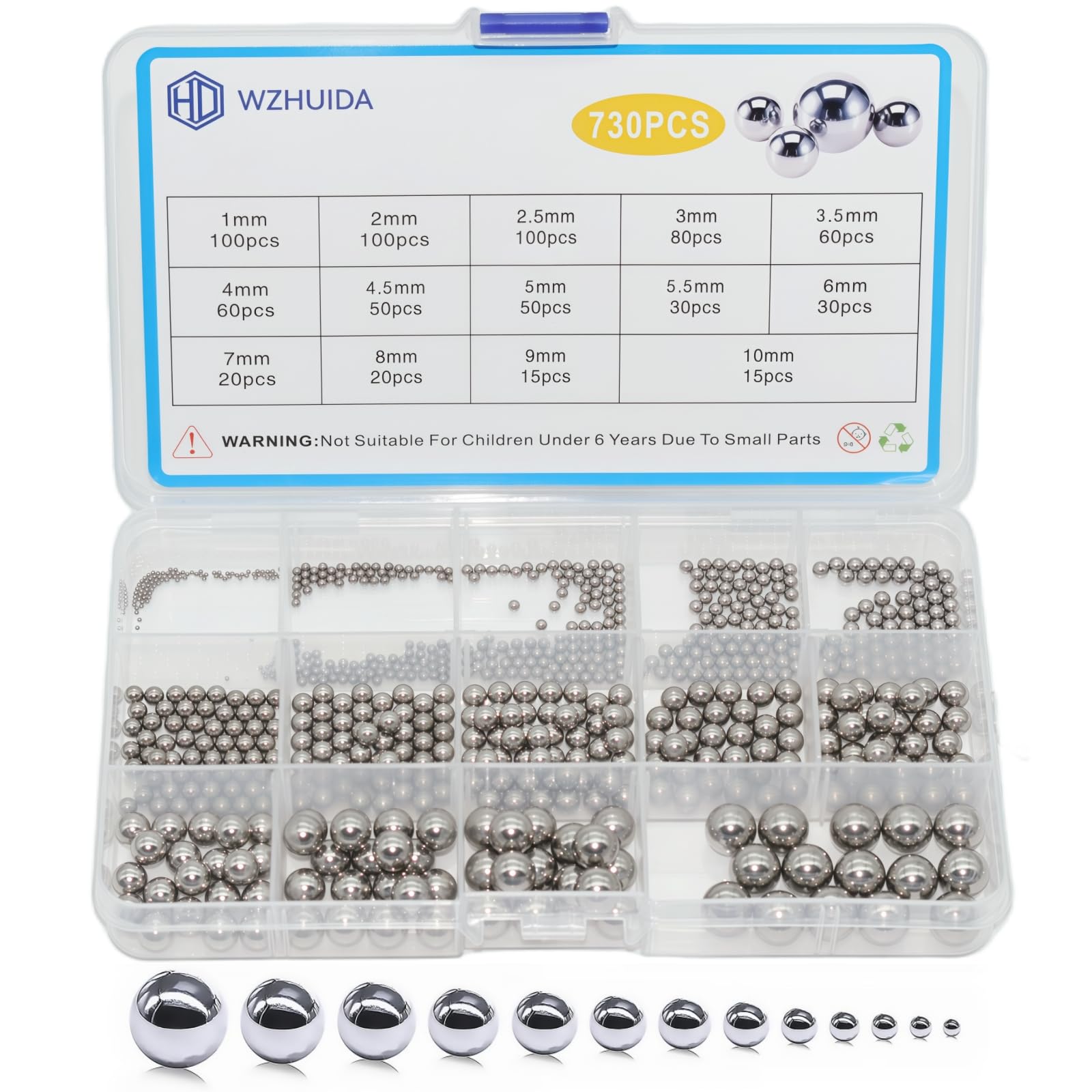 730 pezzi sfere a sfera, sfere in acciaio inox, sfere in acciaio inox, sfere in acciaio per biciclette mountain bike ruota di ricambio di precisione - 1/2/2.5/3/3.5/4/4.5/5/5.5/6/7/8/9/10 mm