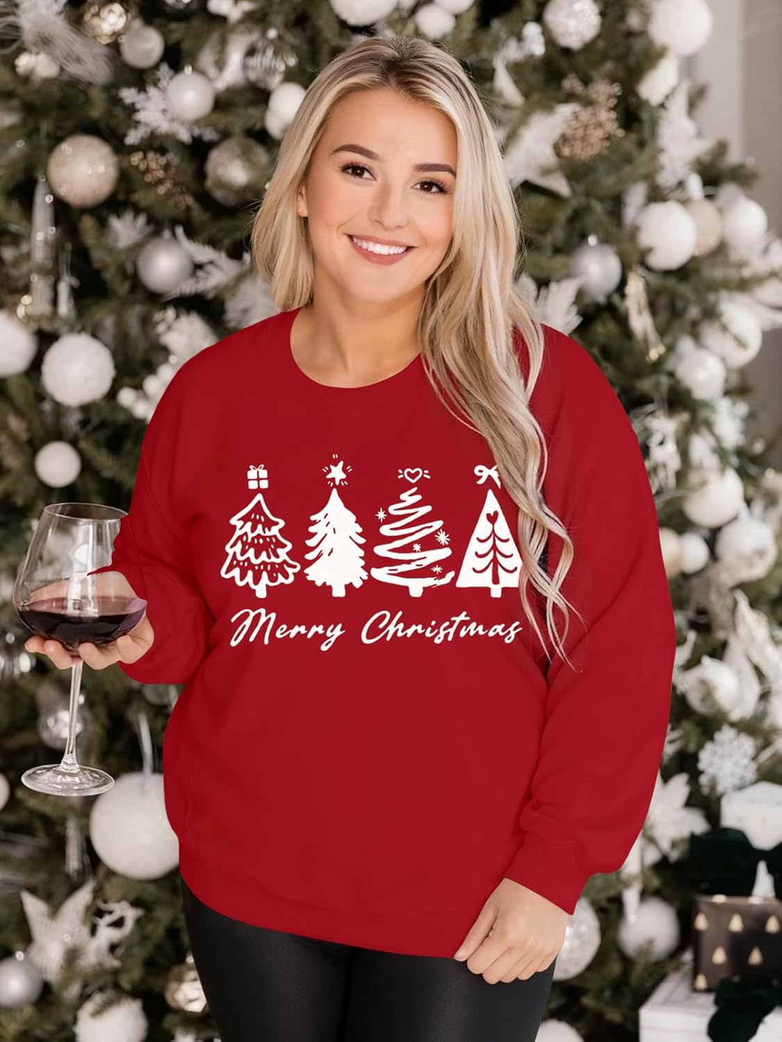 Plus Size Christmas Sweatshirt Women Crewneck Merry Christmas Pullover Sweater Long Sleeve Xmas Holiday Outfits - Image 4