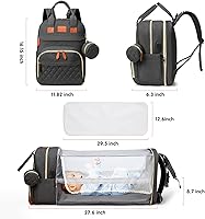 Vista 5 de Mochila para pañales, bolsas de pañales para bebé, bolsa de pañales multifuncional grande, mochila para pañales para mamá, bolsa oscura, Gris