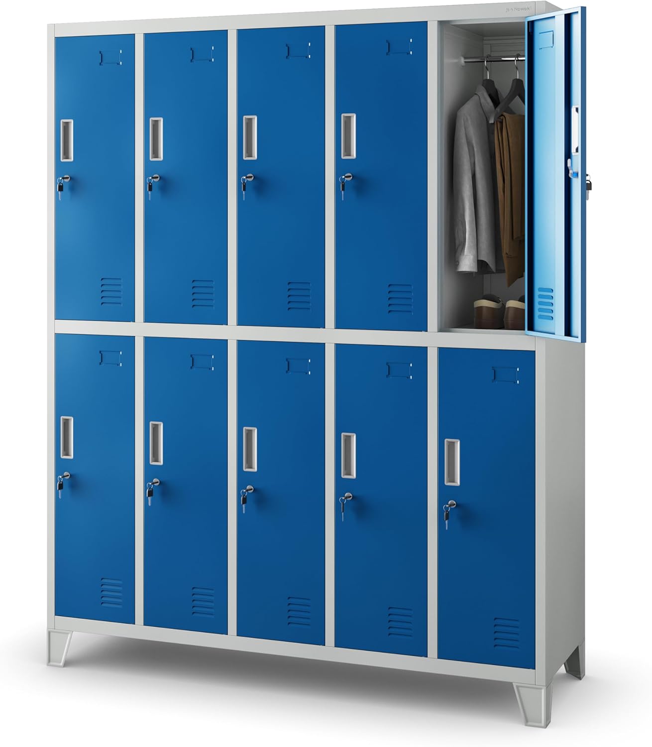 Armadietto Spogliatoio Metallico Jan Nowak - 10 Scomparti, 150x136x45 Cm, Multicolore, Con Chiavi