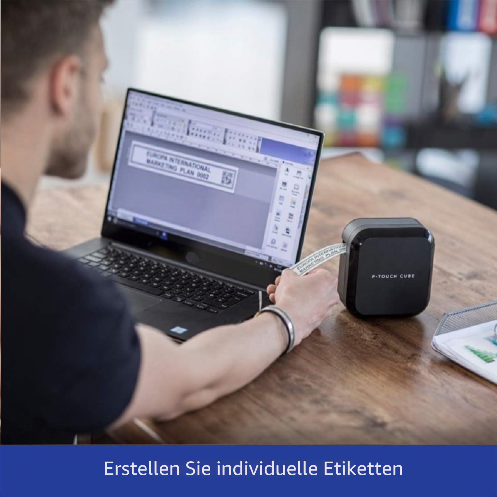 Brother PT-P710BT, Monochrom, Etikettendrucker, P-Touch Cube Plus, Etikettierer, Verbindbar (PC und Bluetooth), Schwarz, 6.1 x 11.5 x 11.5 cm