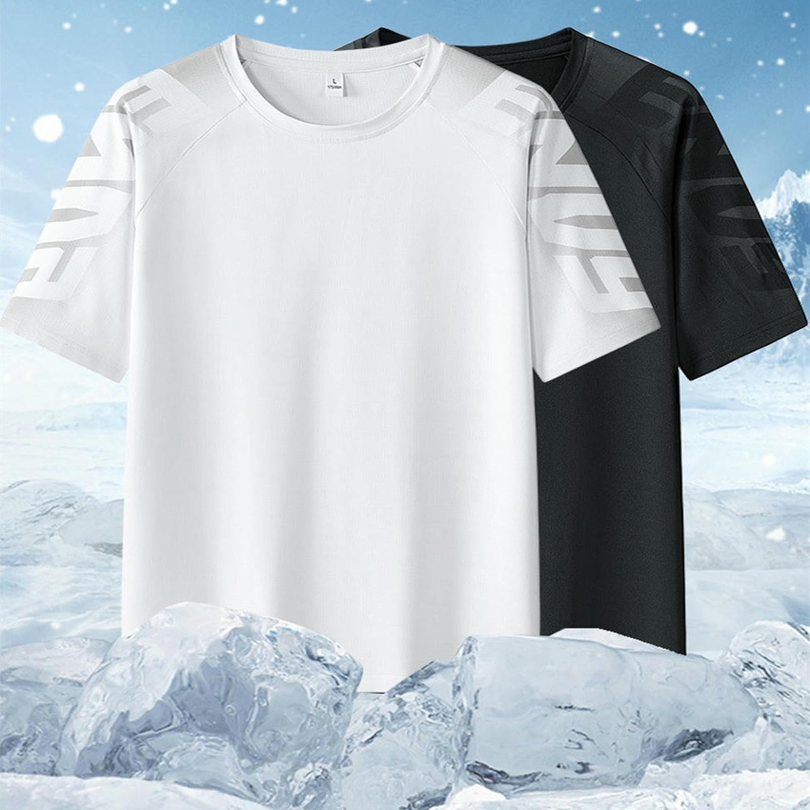 Męskie T-Shirty Męska koszulka z krótkim rękawem Lato Szybkoschnąca okrągła szyja Lód Jedwab Oddychanie Top Sportowy Modny All-Match Pulower-Gray Blue-3xl