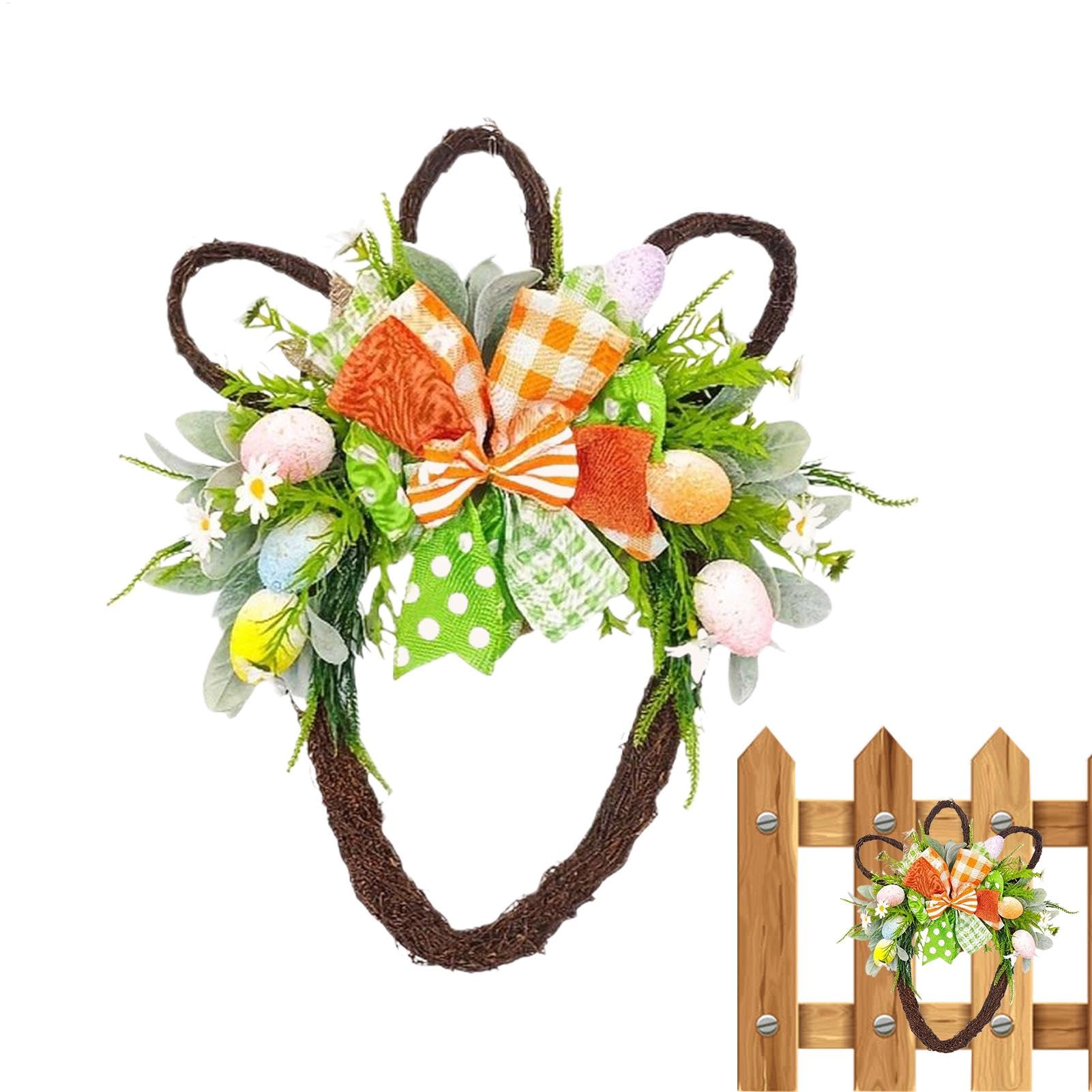 Couronne de porte à ressort en forme de tête de lapin artificielle