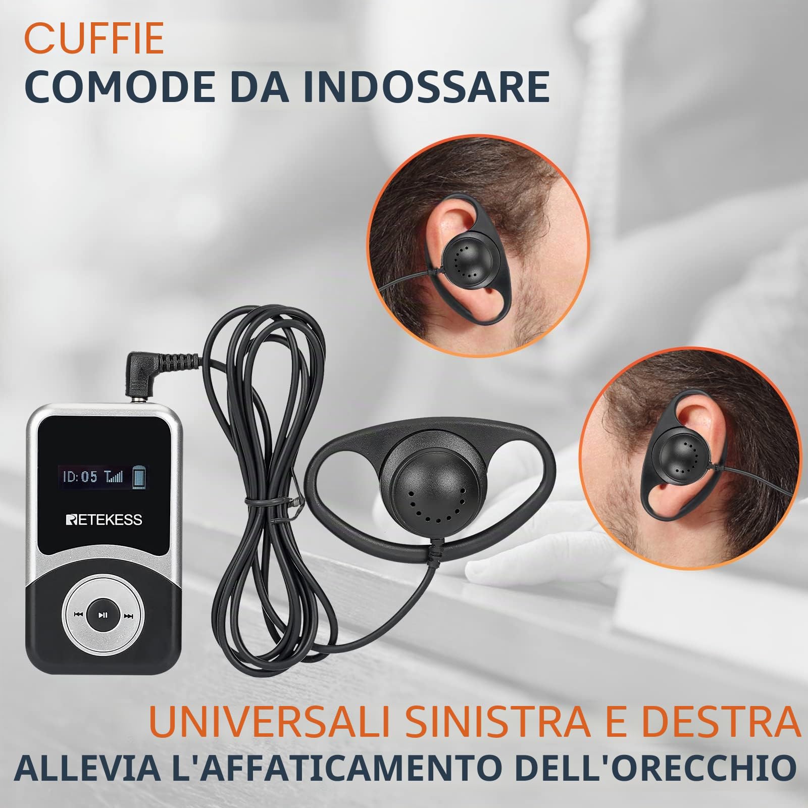 Retekess T130S (T130 2rd) Wireless Tour Guide System, Sistema di Guida Turistica, 100M, con un Pulsante Mute, con 2 Microfoni TT123, Con Scatola di Ricarica da 64 Slot, Per Visite Turistiche, Fabbrica