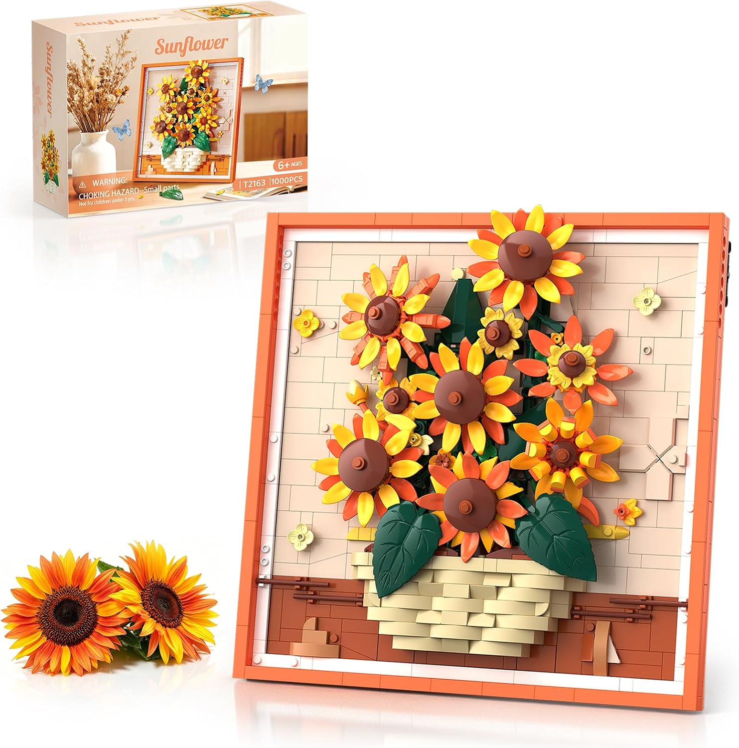 Sunflower Building Set for Adult & Teen, Flower Wall Art Decor Kit