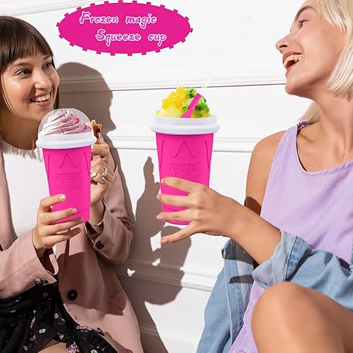 Miniatura 7 de Vaso para hacer granizados de 16.9 fl oz, vasos mágicos de congelación rápida para batido de leche casero, taza para hacer helado de doble capa,