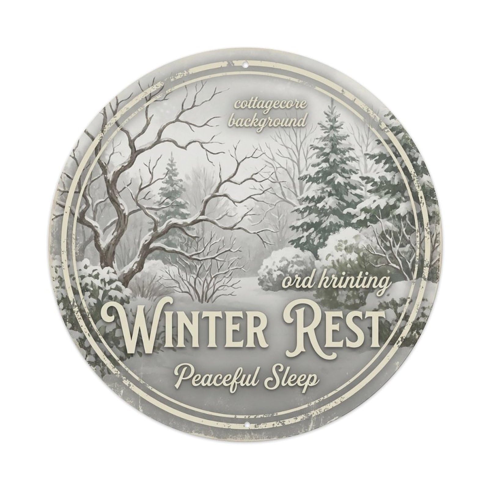 Cxhjca 8X8inch(20X20cm) Vintage Cottagecore Garden Winter Rest Peaceful Metal Tin Sign