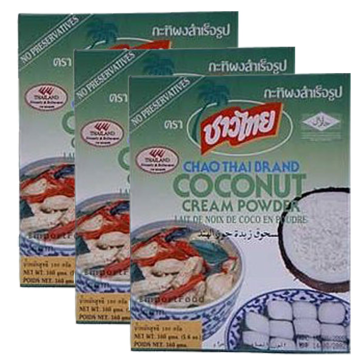 3 Boxes Chao Thai brand Coconut Cream Powder 13 oz box