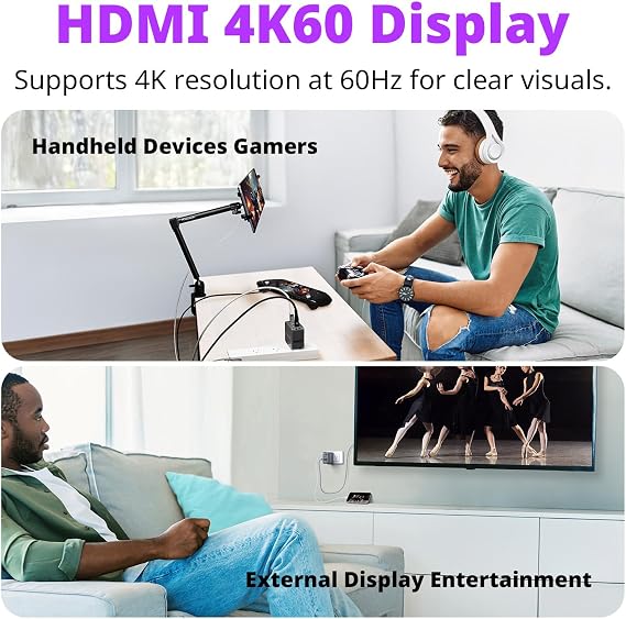 AVerMedia Elite Go USB-C Capture Card for Streaming, 4K60 HDMI Output, 1080p60 Recording, Portable Switch 2 TV Dock, 100W GaN Charging Hub PC, Mac, Handhelds, Smartphones/Tablets Compatible