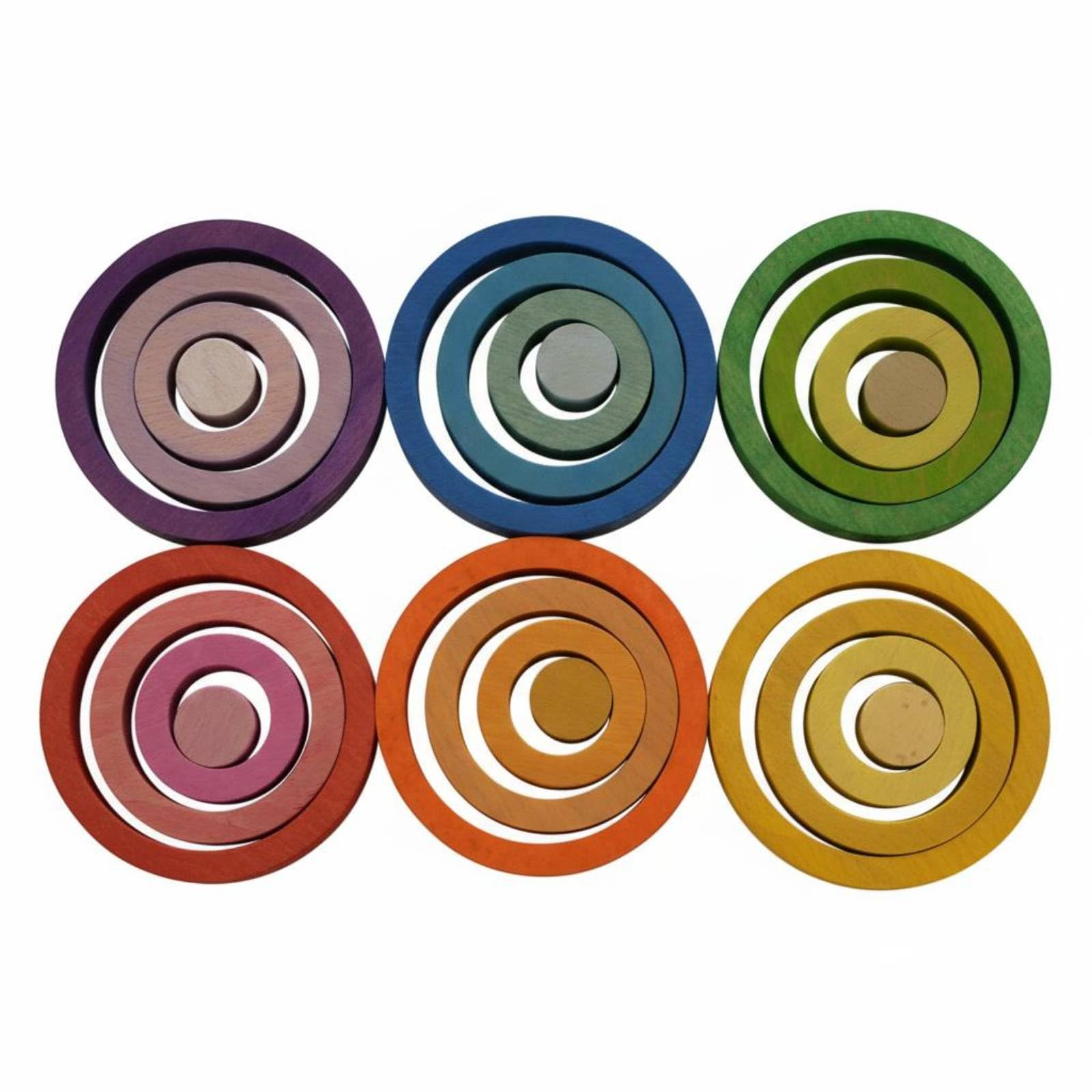 Aros Apilables para Niños Juguete Educativo de Madera Puzzle de Discos Torre de Anillos Juego de Apilar Beech Liso para Aprendizaje Táctil y
