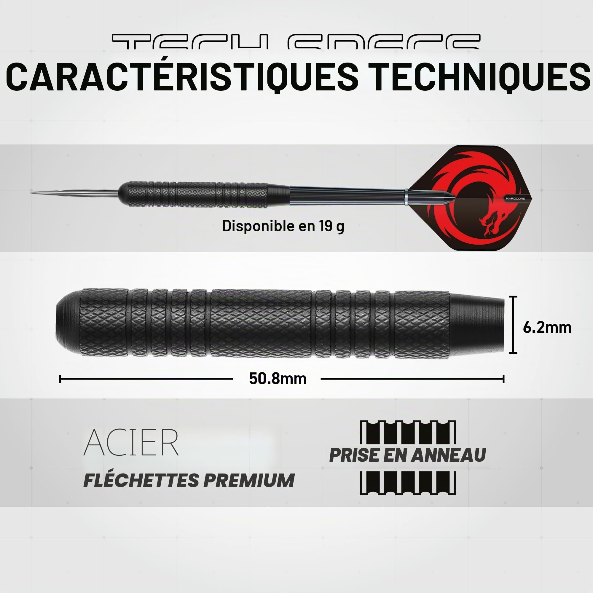 Red Dragon Razor Edge Jeux de fléchettes Professionnels – Tournoi de qualité Standard et Design Dragon Durable avec 2 fléchettes à Pointe en Acier et Laiton.