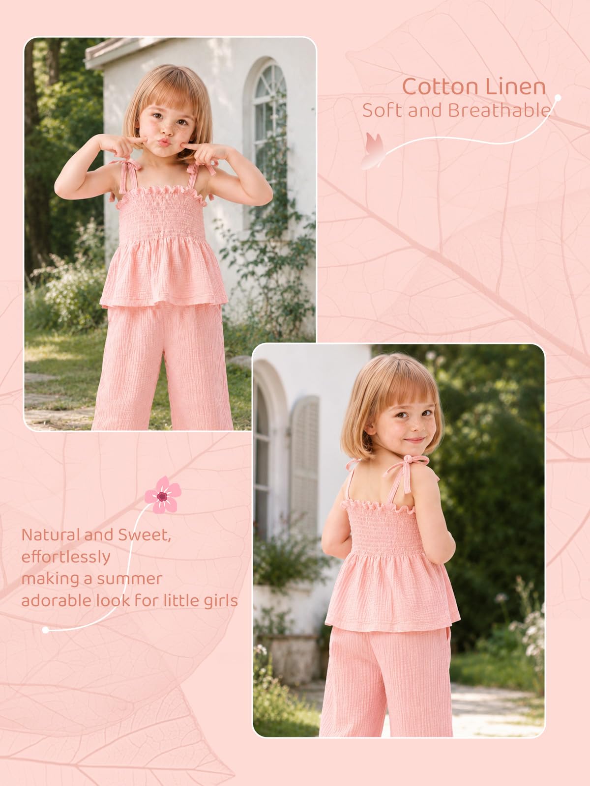 Miipat Bebés Niña Conjuntos de Ropa Traje de Ropa Verano para Bebés Recién Nacido Blusa de Tirantes Tops y Pantalones 2 Piezas con Trajes de Bebé 6 Meses - 3 Años