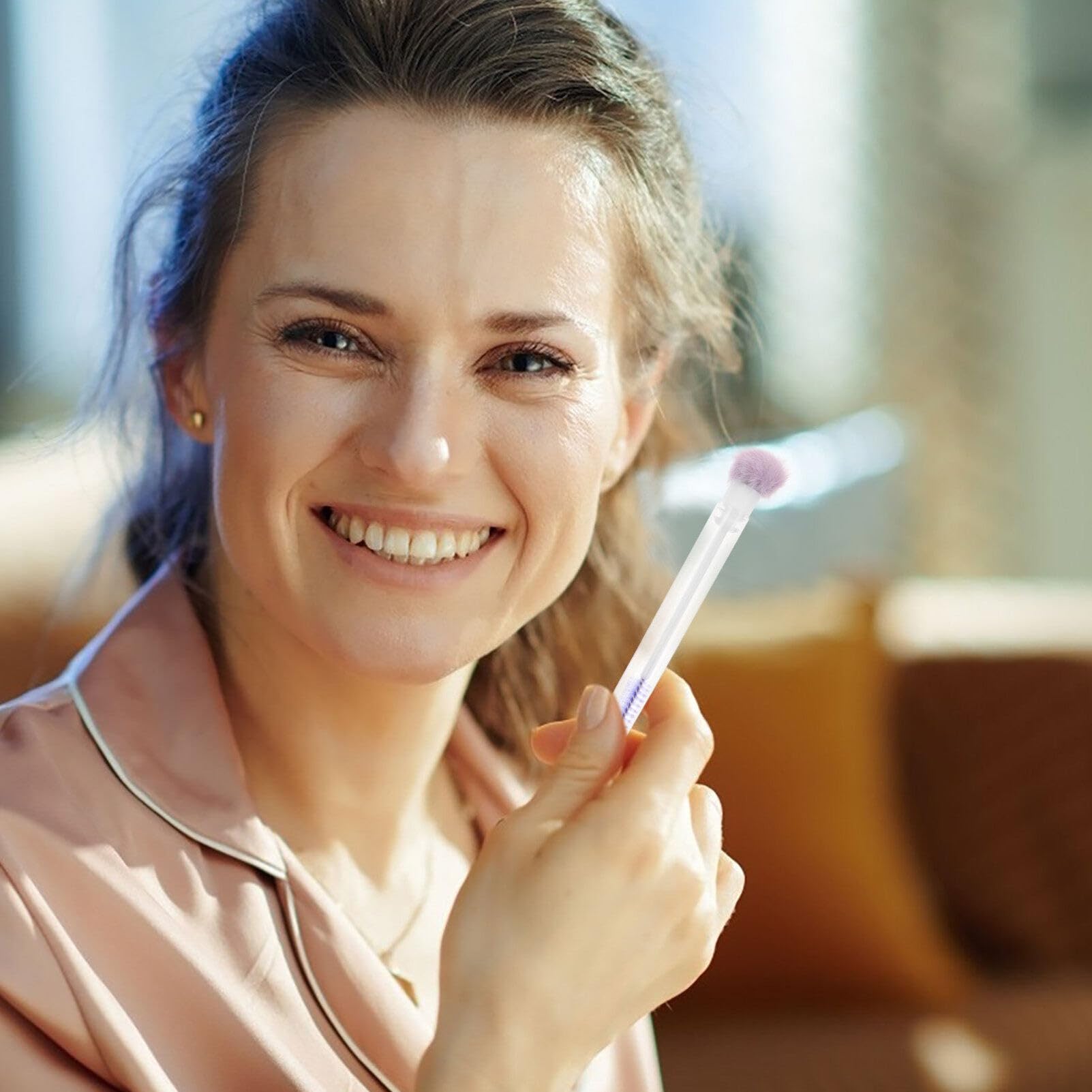 NOLITOY 5Pcs Eyelash Brushes Mascara Wands Portable Eye Lash Applicator Makeup Brush with Tube for Angled Eyebrow