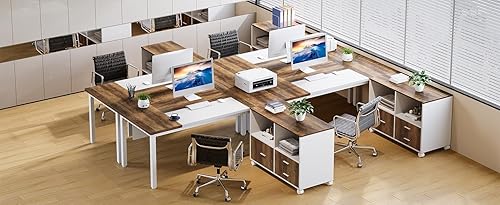 Miniatura 84 de Tribesigns Escritorio simple para computadora de 55 pulgadas, mesa de escritorio de oficina en casa para estación de trabajo, nogal oscuro + patas