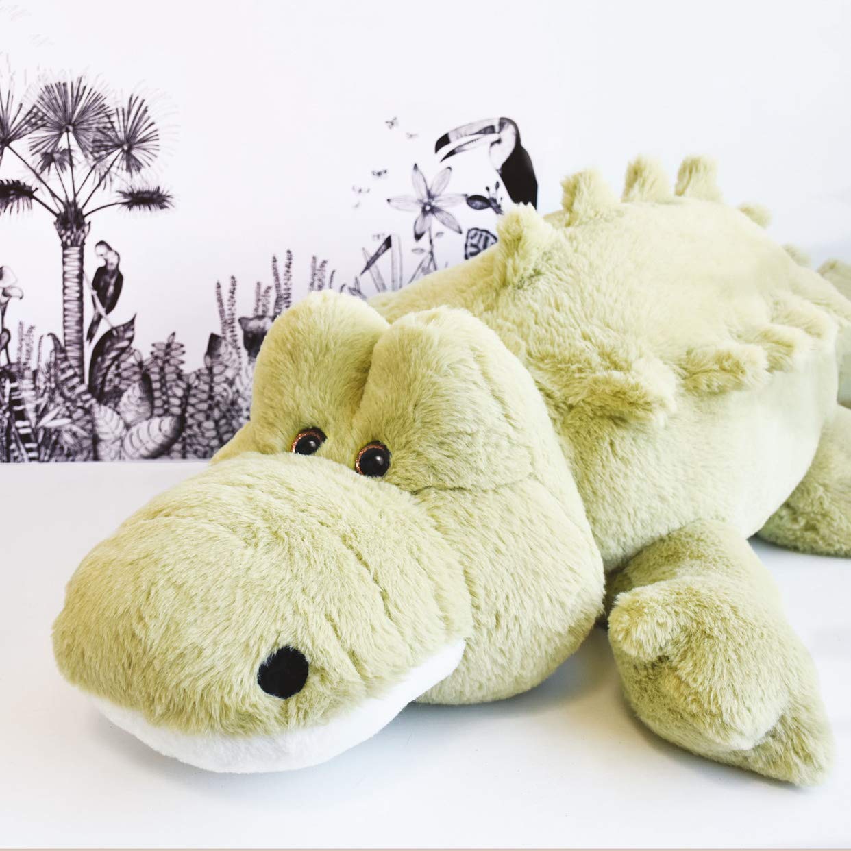 HISTOIRE D'OURS - Très Grande Peluche Crocodile XXL 80 Cm - Vert - Collection Croco'Doux - Doux et Moelleux - Peluche Reptile Tropical Compagnon Câlin - Idée Cadeau pour Enfants - HO2928