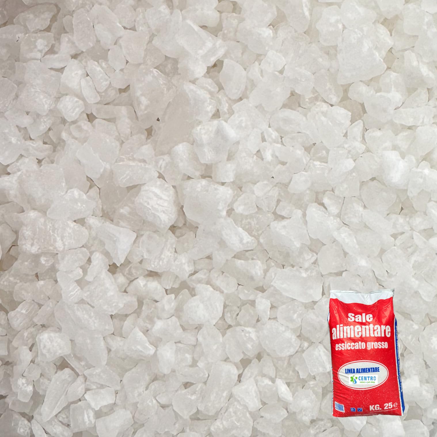 Sale Marino Grosso Alimentare 25kg Ottenuto per Evaporazione da Acqua di Mare Lavato e Essiccato